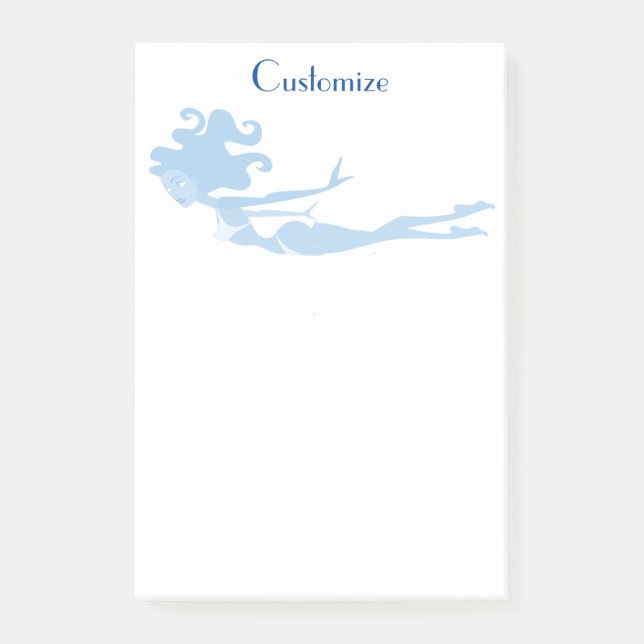 Blue Mermaid Swimmer Thunder_Cove Post-it Klebezettel (Vorderseite)