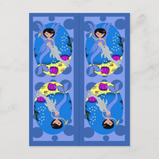 Blue Mermaid und Merfaery Lesezeichen Postkarte