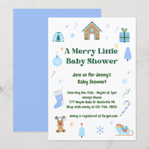 Blue Merry Little Baby shower Boy Invitation