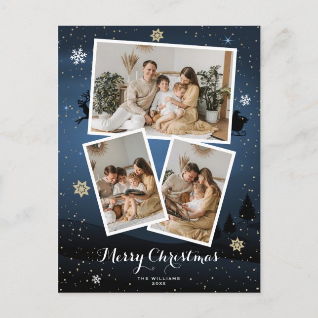 Blue Merry Weihnachts-Foto Postkarten (Vorderseite)