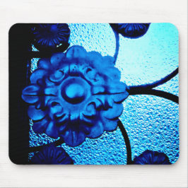 Blue Metal Blume Mousepad