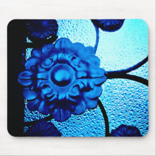 Blue Metal Blume Mousepad