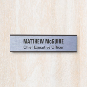 Blue Metal Look Office Türschild