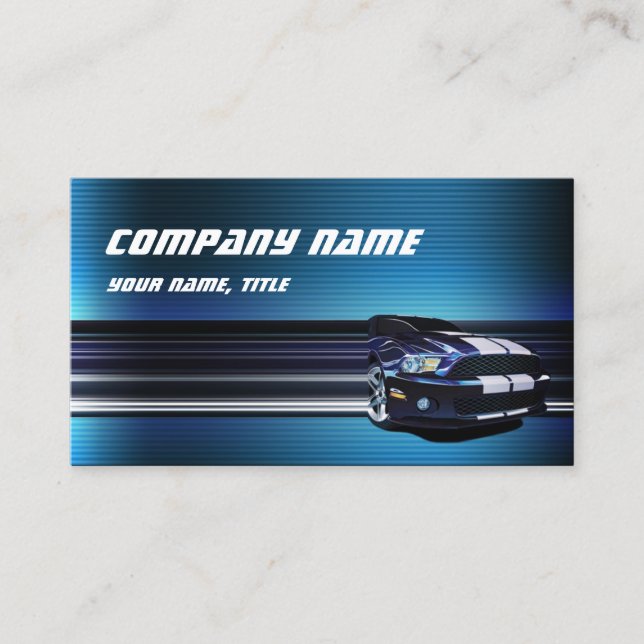 Blue Metal Mustang Car Business Card Visitenkarte (Vorderseite)