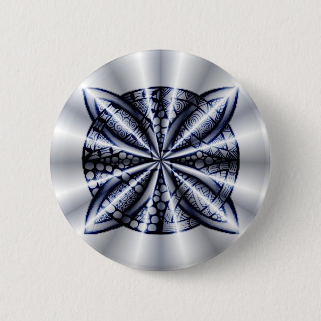 Blue Metallic Celtic Knot Original Art Button (Vorderseite)
