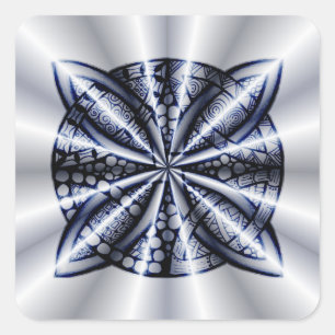 Blue Metallic Celtic Knot Original Art Quadratischer Aufkleber
