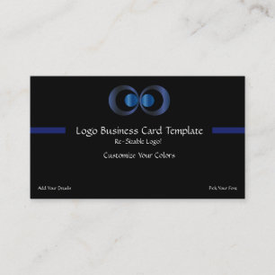 Blue Metallic Circles - Simple Circles in Blue Visitenkarte