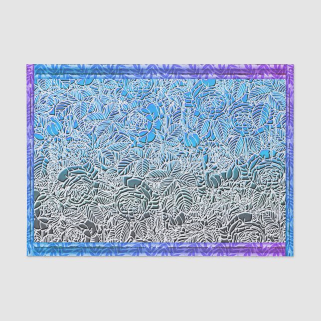 Blue Metallic Fluorescent-Blume Seidenpapier (Vorderseite)