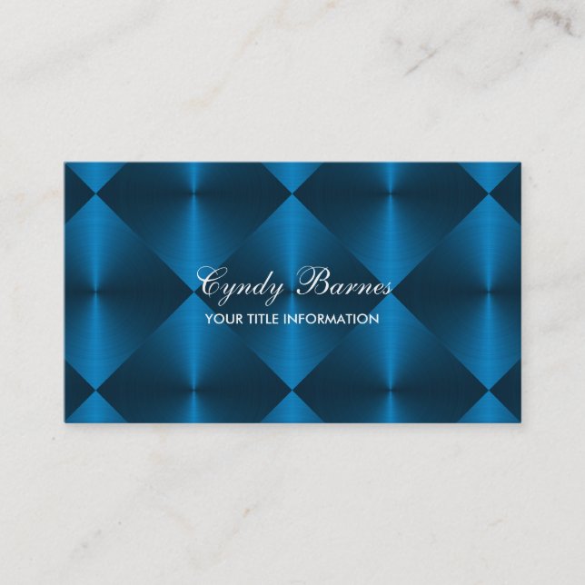 Blue Metallic Look Diamond Tiles Visitenkarte (Vorderseite)