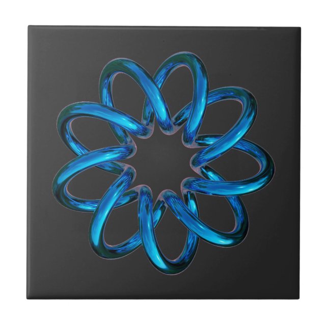 Blue Metallic Torus Knot Fliese (Vorderseite)