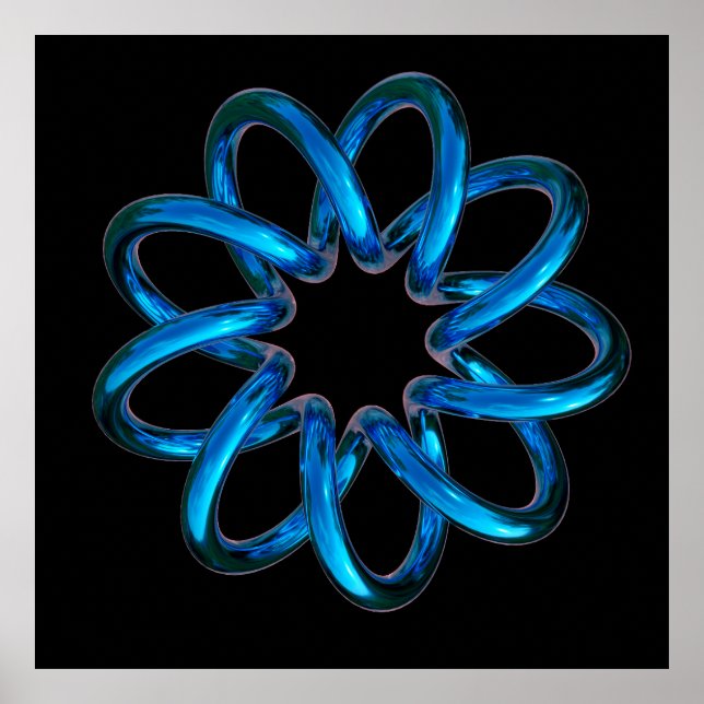 Blue Metallic Torus Knot Poster (Vorne)