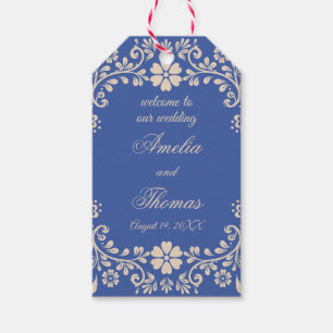 Blue Mexican Floral Wedding Willkommen Geschenkanhänger
