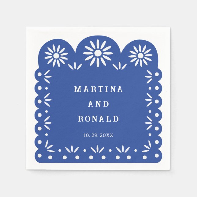 Blue MEXICAN PAPEL PICADO Serviette (Vorderseite)