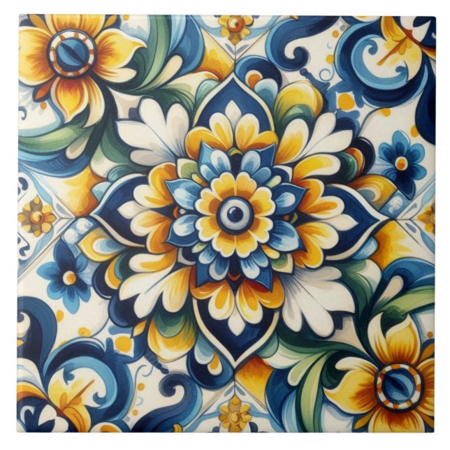 Blue Mexican Star Blume Nahtlos Fliese (Vorderseite)