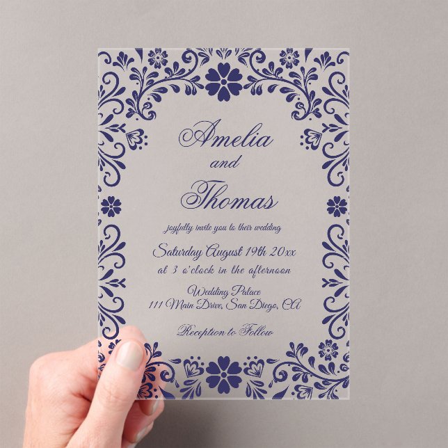 Blue Mexican Timeless Wedding  Acryleinladungen (Insitu (Handheld))