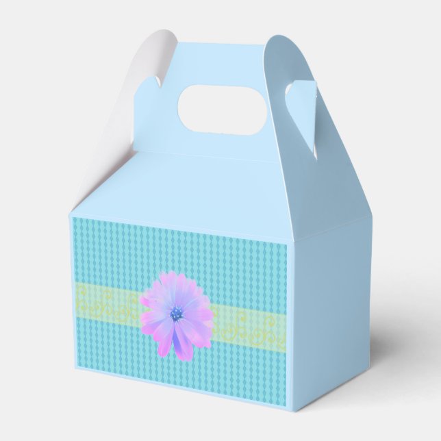 Blue Mini Diamond Muster mit Blume Geschenkschachtel (Vorderseite)