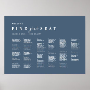 Blue Minimal Alphabetische Hochzeitssattelkarte Poster