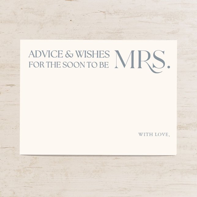 Blue Minimal Bridal Shower Advice and Wishes Begleitkarte (Von Creator hochgeladen)