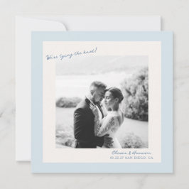 Blue Minimal Photo Wedding Save the Date Einladung