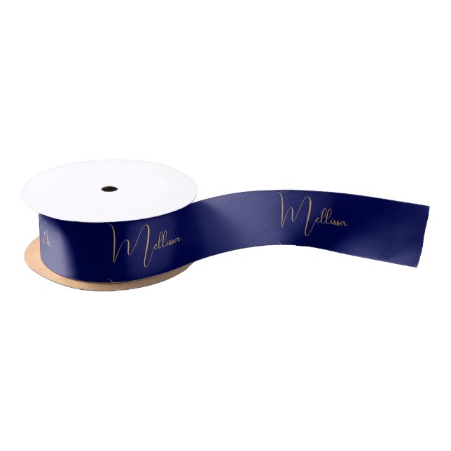 Blue minimalist custom name  satinband (Spule)