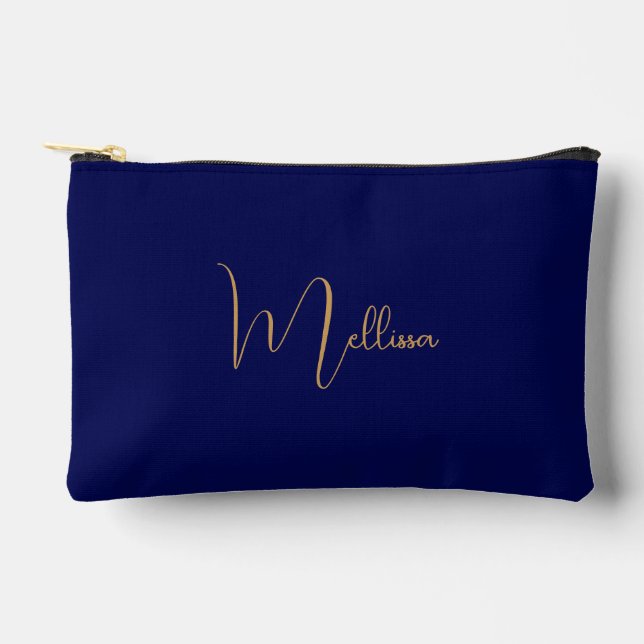 Blue minimalist custom name  zubehörtasche (Vorderseite)