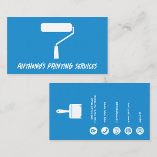 Blue Minimalist Painting Services Business Card Visitenkarte