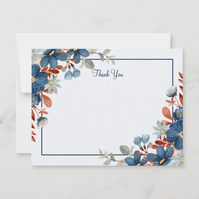 Blue minimalist Vielen Dank Mitteilungskarte (Vorderseite)