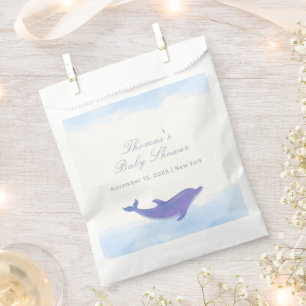 Blue Minimalistisch Boho Ocean Dolphin Baby Dusche Geschenktütchen