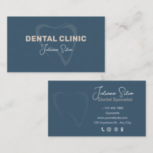 Blue Minimalistisch Dental Clinic Business Card Visitenkarte