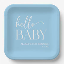 Blue Minimalistisch Hello Baby Dusche