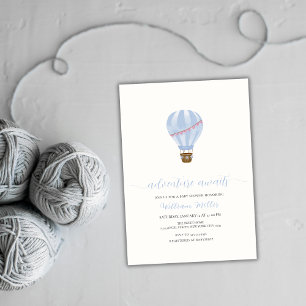 Blue Minimalistisch Hot Air Ballon Boy Baby Dusche Einladung