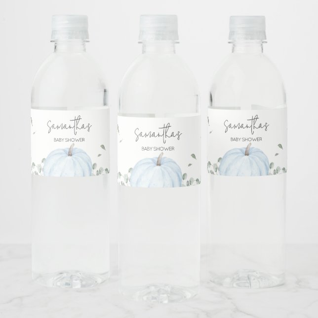 Blue Minimalistisch Pumpkin Baby Dusche (Flaschen)