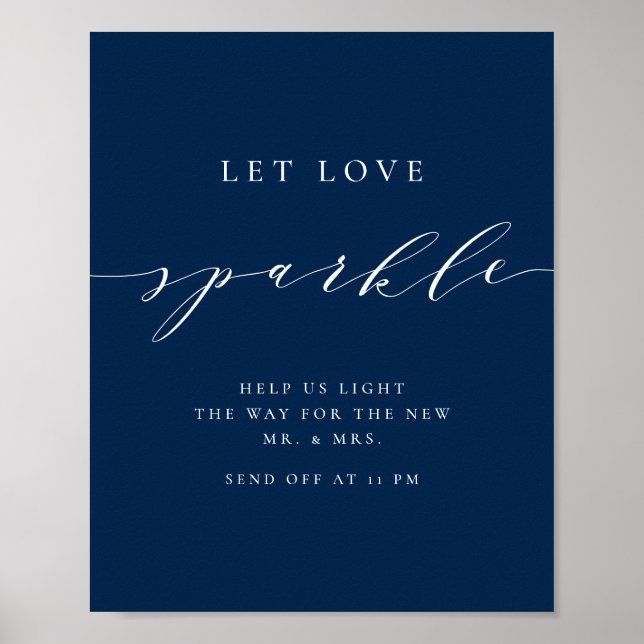 Blue Minimalistisch Script Gelassen Liebe Sparkle  Poster (Vorne)