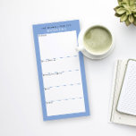 Blue Minimalistisch Simple Grocery Shopping List Magnetischer Notizblock<br><div class="desc">Schreiben Sie Ihre Einkaufsliste auf diesem Magnettasten, um Ihre Route durch den Laden während des Einkaufs zu planen. Der magnetische Rücken klebt an Ihrem Kühlschrank, der Metallpantry-Tür oder dem Whiteboard-Kommandozentrum. Die schlichte, moderne Gestaltung in französisch-blau, schwarz und weiß mit sans serif Schriftart wird jeden visuell organisierten Einkäufer und Feinschmecker ansprechen....</div>