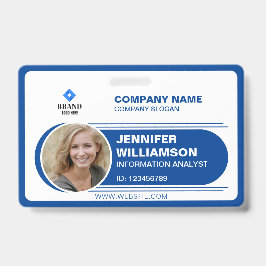 Blue Minimalistisch Tag Business QR Mitarbeiter Fo Ausweis