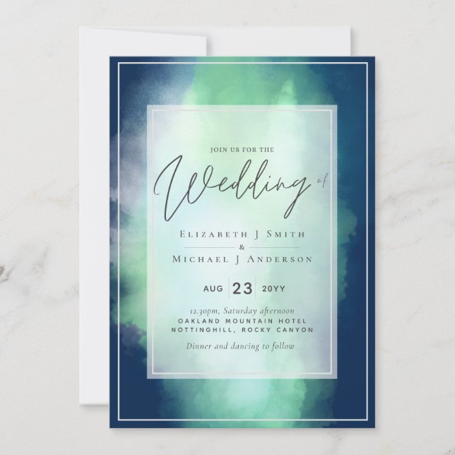 Blue Mint Dreams Moderne Hochzeit (Vorderseite)