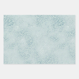 Blue Mint Leopard Print Glitzer Geschenkpapier Set