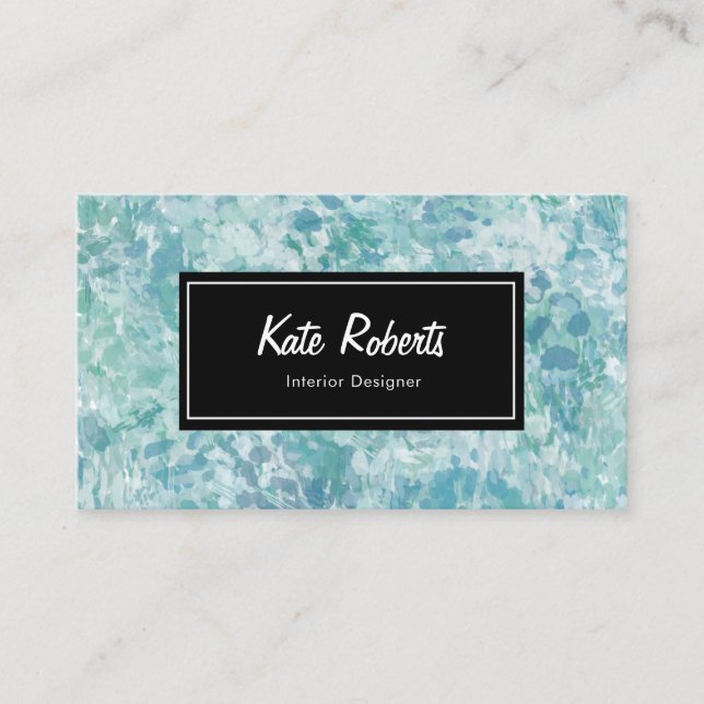 Blue Minty Watercolor Visitenkarte | kreativ (Vorderseite)