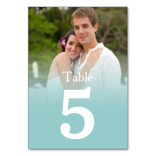 Blue Mist Wedding Foto Tischnummer Cards