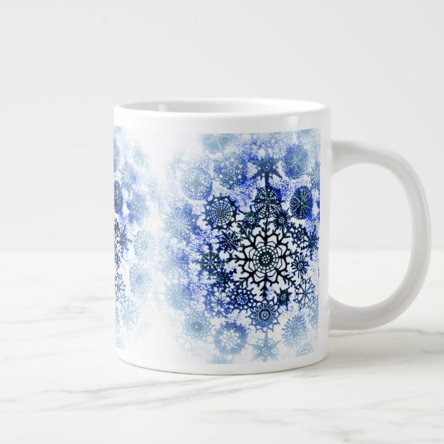 Blue Misty Snowflakes Cup Jumbo-Tasse (Rechts)