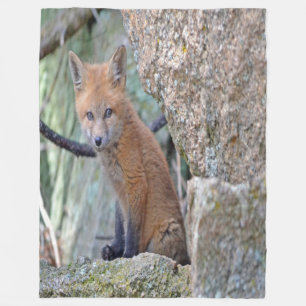 Blue Mit Augen Baby Fox Fleecedecke