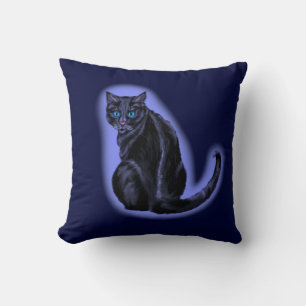 Blue Mit Augen Black Cat Throw Kissen Kissen