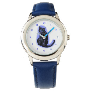 Blue Mit Augen Black Cat Watch Geschenk Armbanduhr