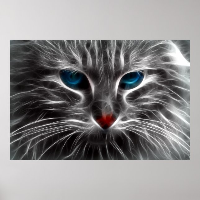 Blue Mit Augen Cat Animal Foto Nature Wall Poster (Vorne)