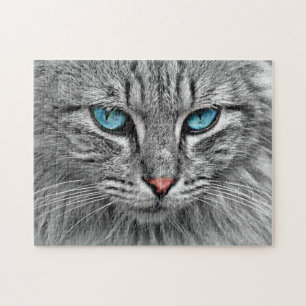 Blue Mit Augen Cat Jigsaw Puzzle Geschenk