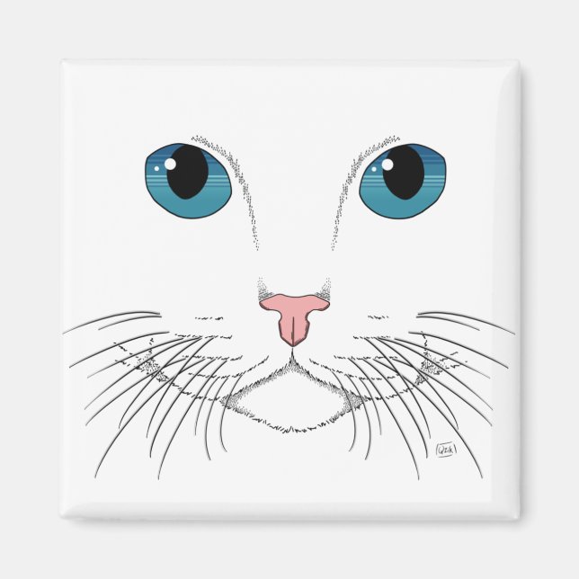 Blue Mit Augen Cat Magnet (Vorne)