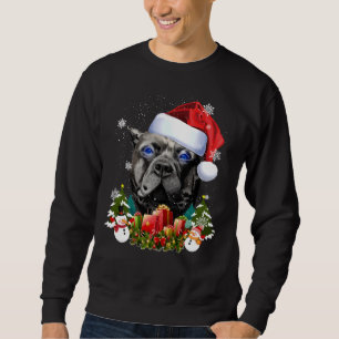Blue Mit Augen Dog Black Pitbull Weihnachtsfeier W Sweatshirt