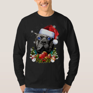 Blue Mit Augen Dog Black Pitbull Weihnachtsfeier W T-Shirt