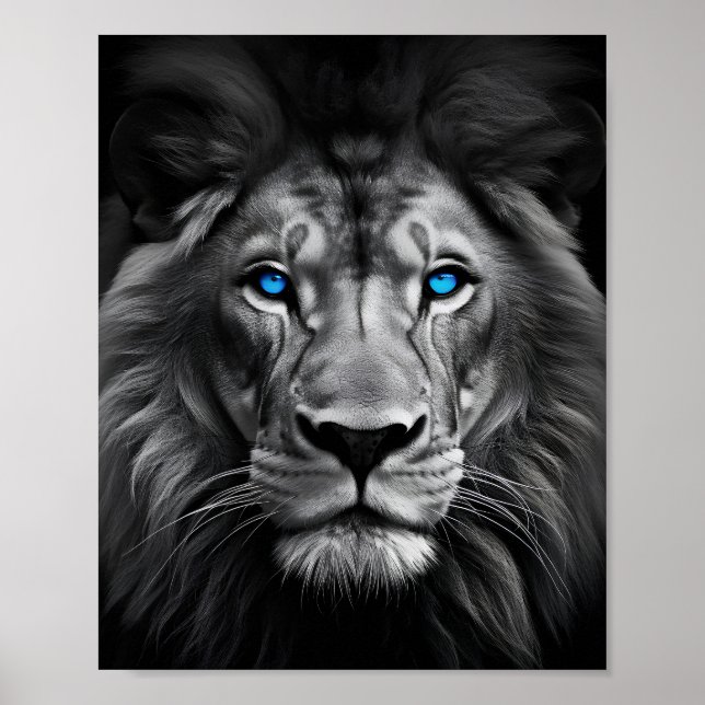 Blue Mit Augen Lion Poster (Vorne)