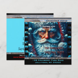 Blue Mit Augen Santa Snowy Schönes Weihnachtsfest Einladung